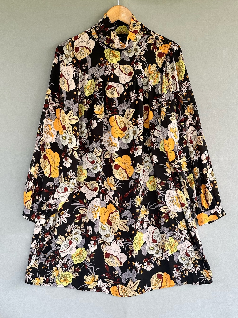 Who What Wear Black Floral Puff-Sleeve Mini Dress - Picture 2 of 9